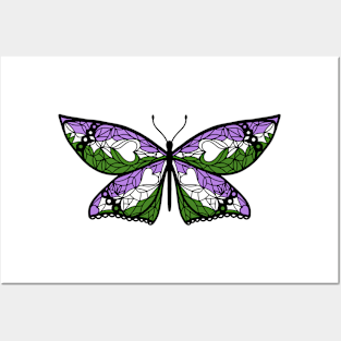 Fly With Pride: Genderqueer Flag Butterfly Posters and Art